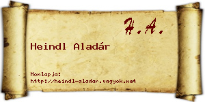 Heindl Aladár névjegykártya